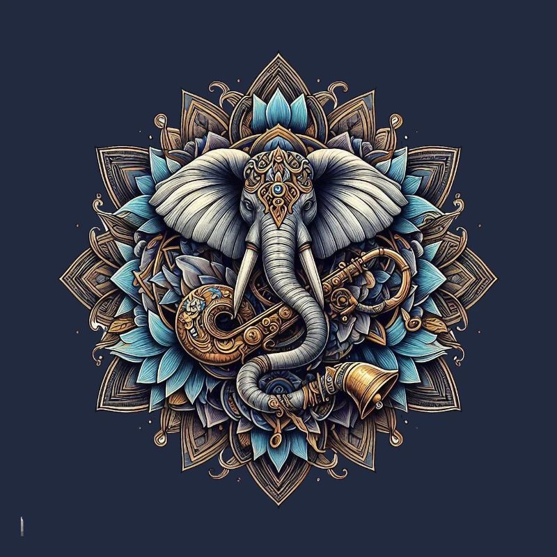 Elephant mandala in steampunk style