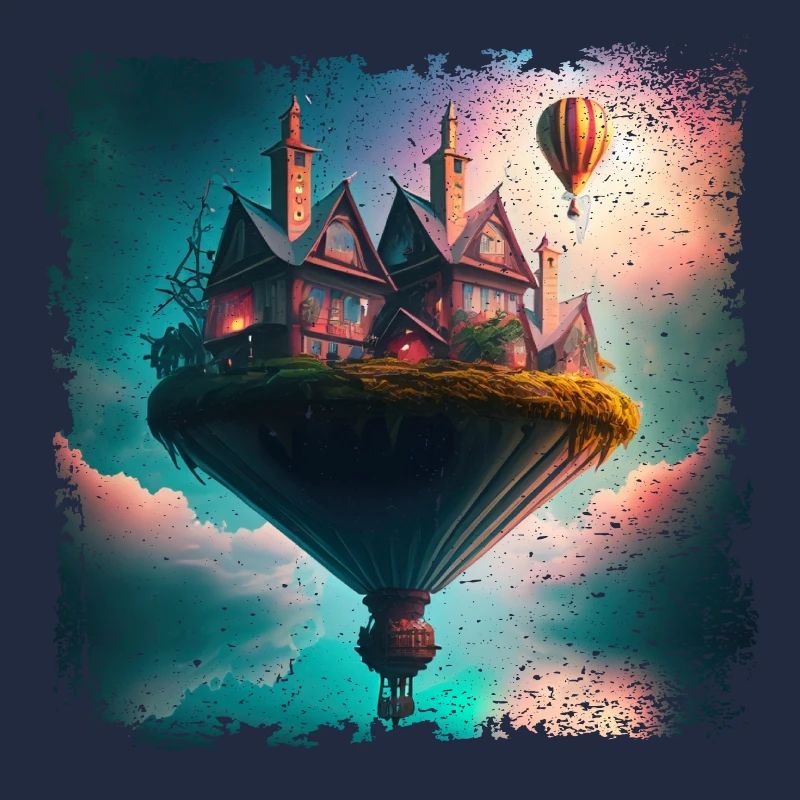 Fantasy schwebendes Dorf