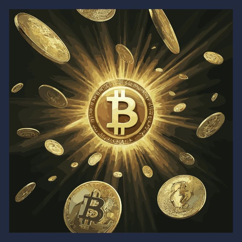 Explosion du bitcoin doré dans l’obscurité