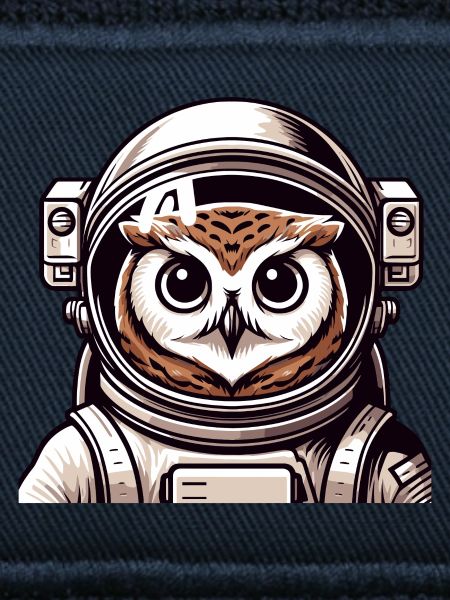 Eine Astronauten-Eule im Cartoon-Stil