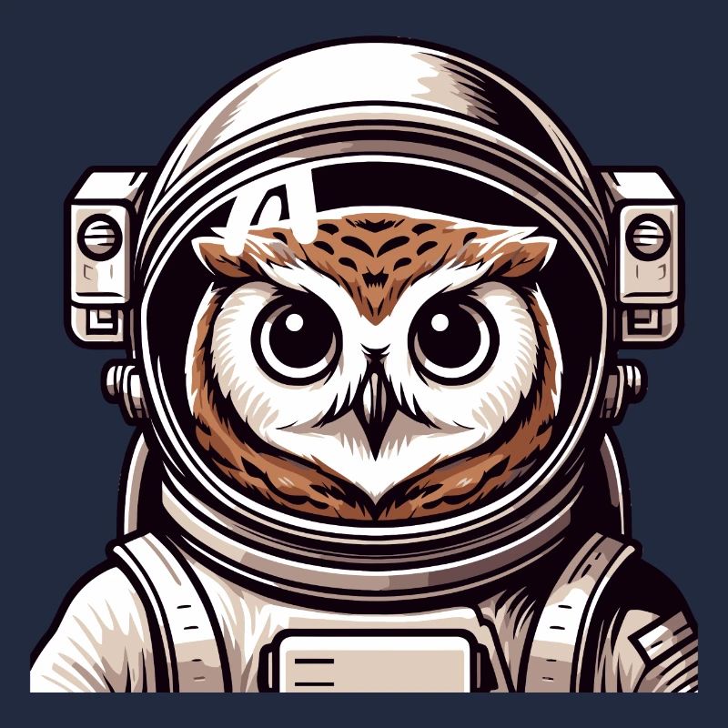 Eine Astronauten-Eule im Cartoon-Stil