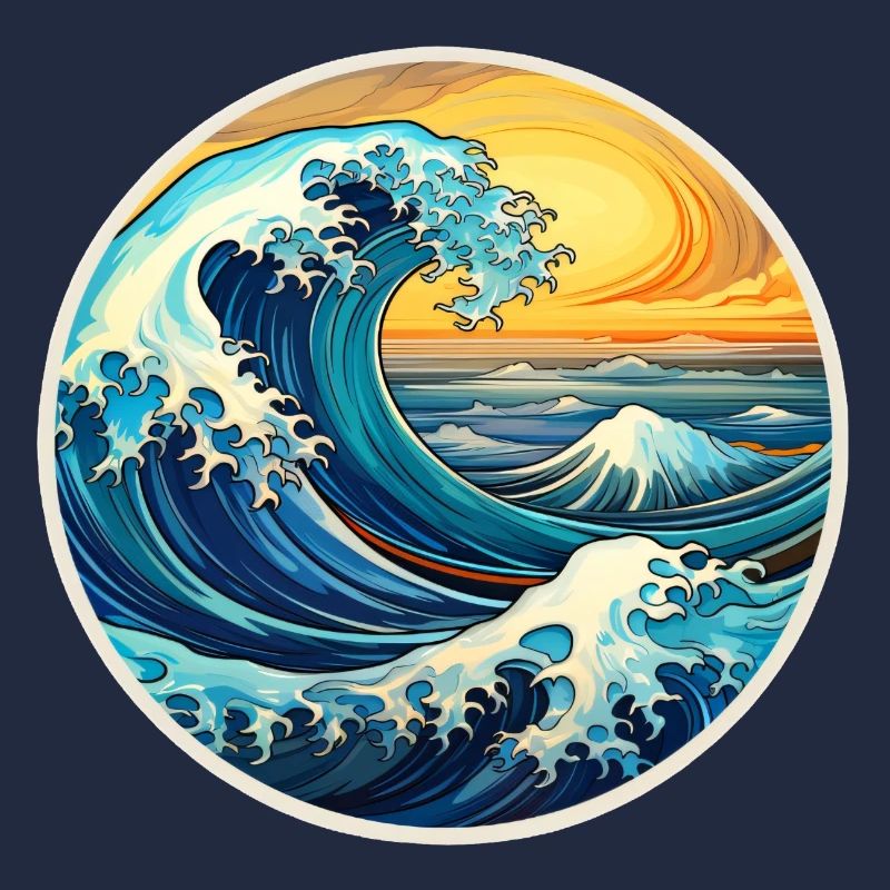 Illustration de grosses vagues – Maritime Retro Design