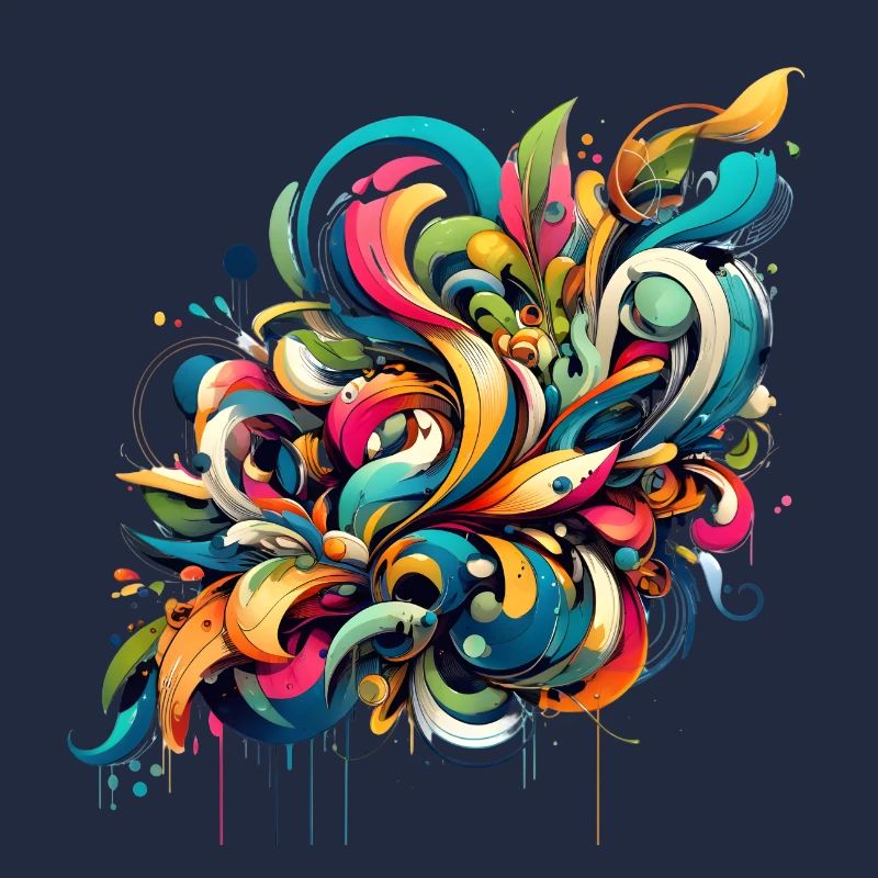 Coole florale dynamische Graffiti-Illustration
