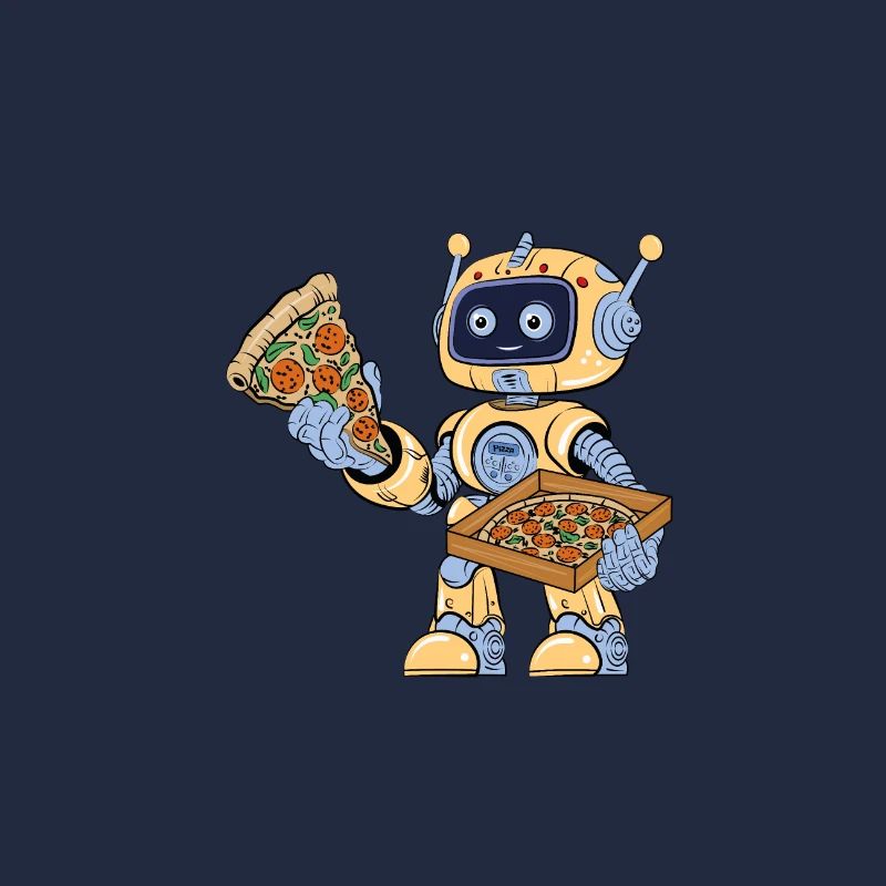 Robot eats pizza