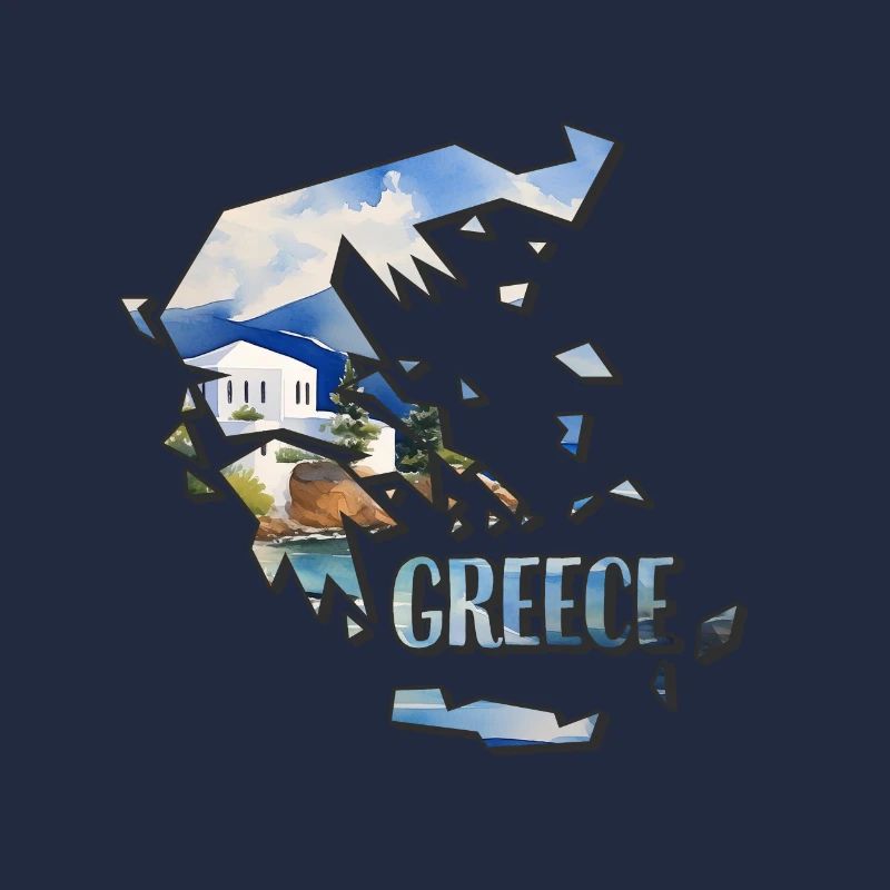 Carte à l’aquarelle Grèce