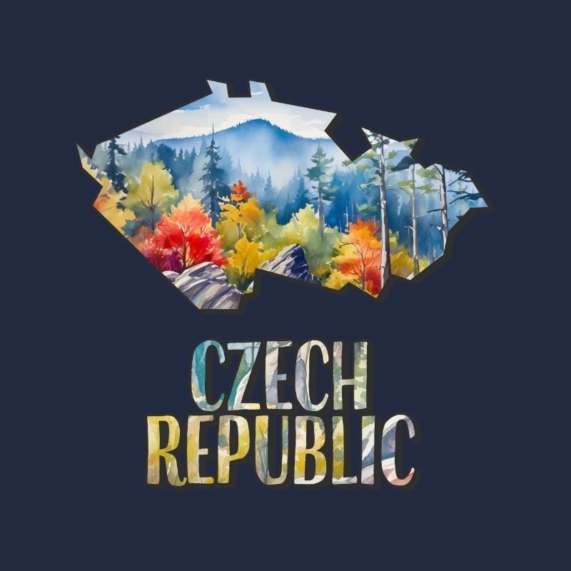 Carte à l’aquarelle République tchèque