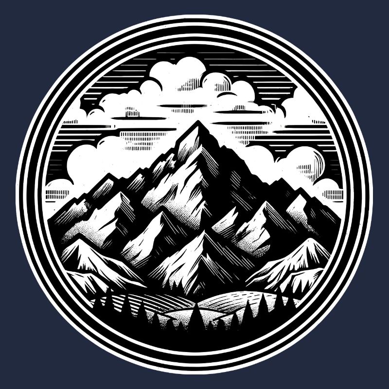 High mountains in the background, surrounded by clouds