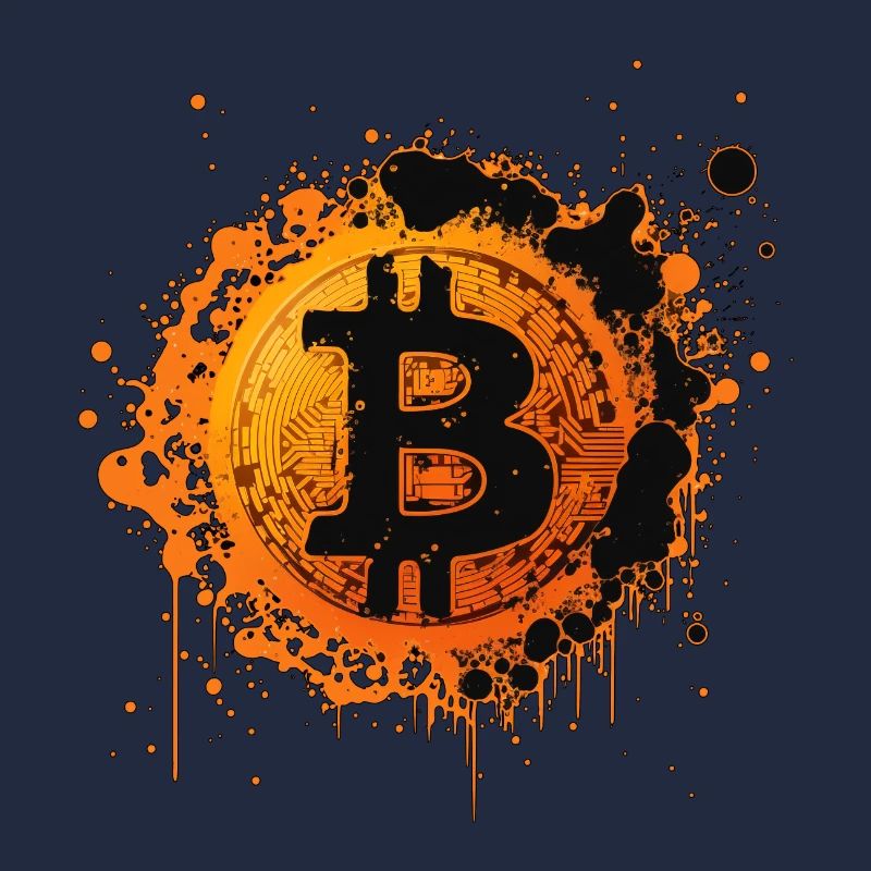 Éclaboussures de Bitcoin Graffiti Orange