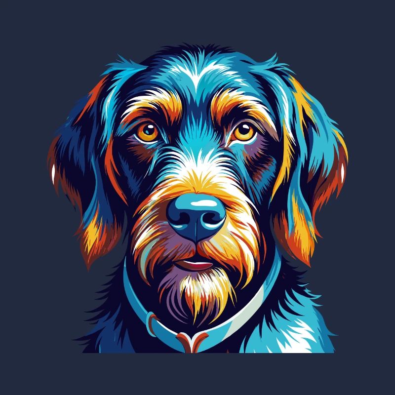 German Wirehaired Pointer Dog Breed Cartoon Kawaii