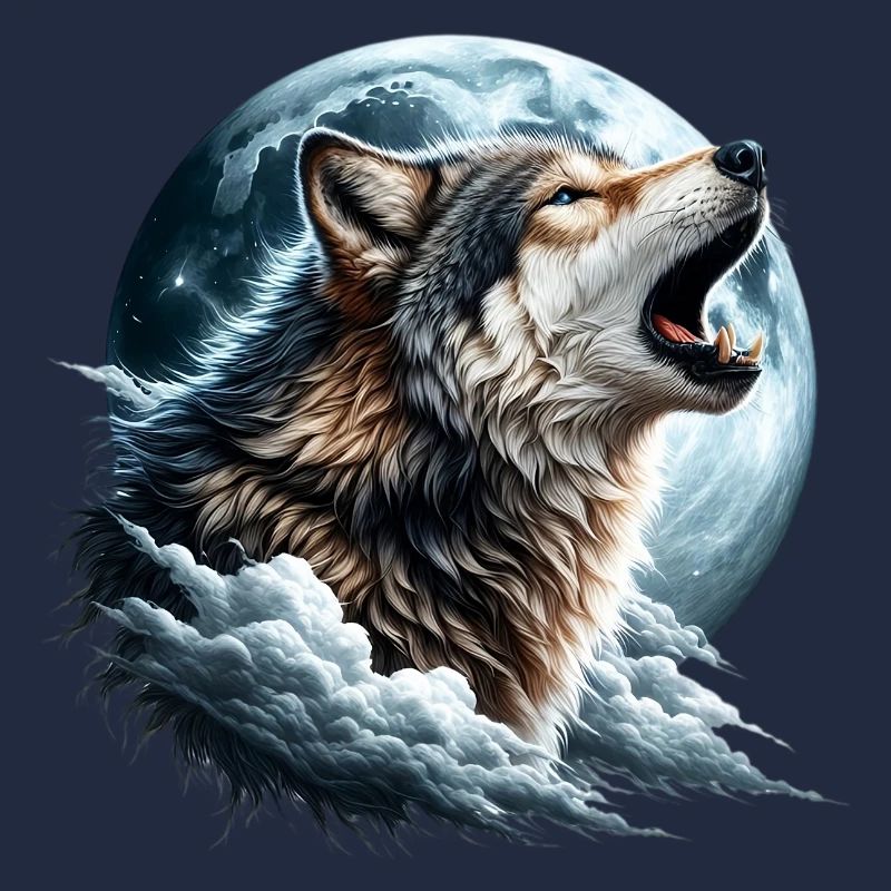 Wolf howls at the full moon