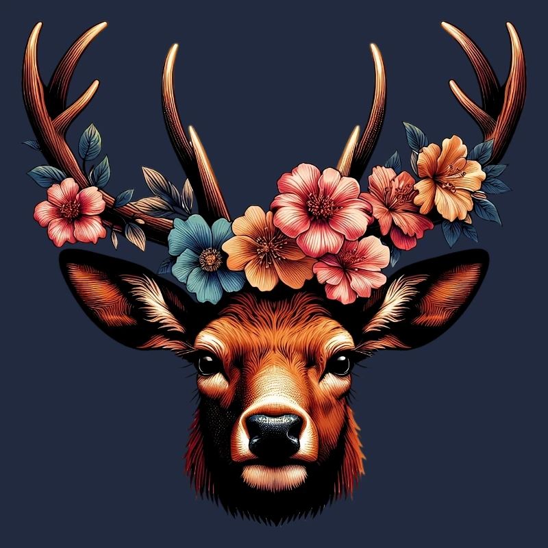 Cerf avec des fleurs