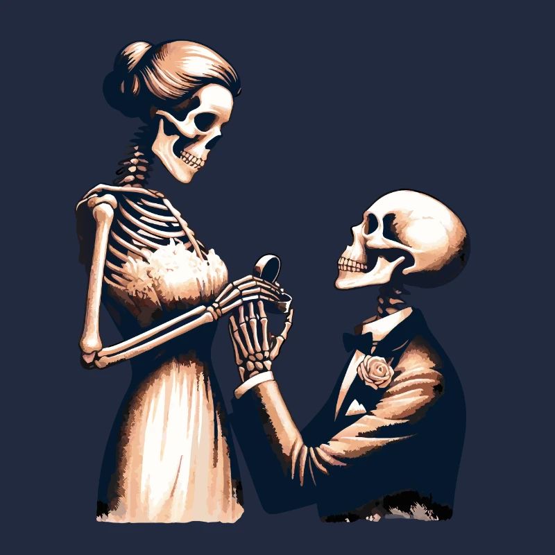Conception de parodie de squelette de mariage