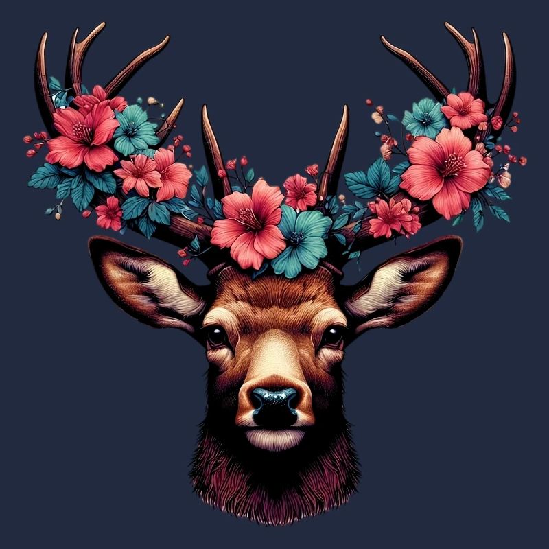 Hirsch mit Blumen