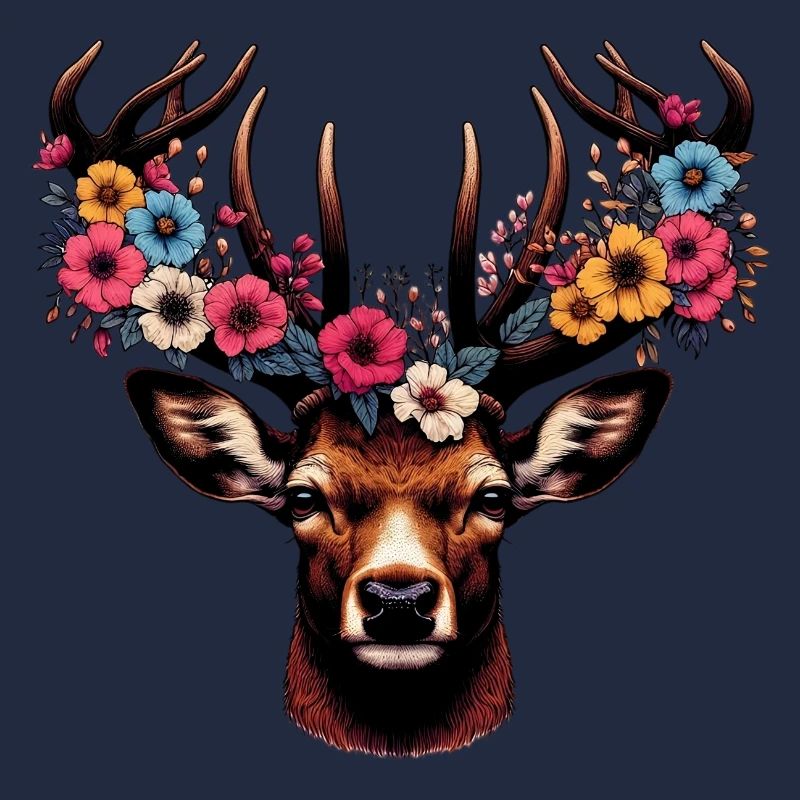 Hirsch mit Blumen
