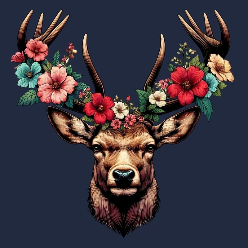Hirsch mit Blumen
