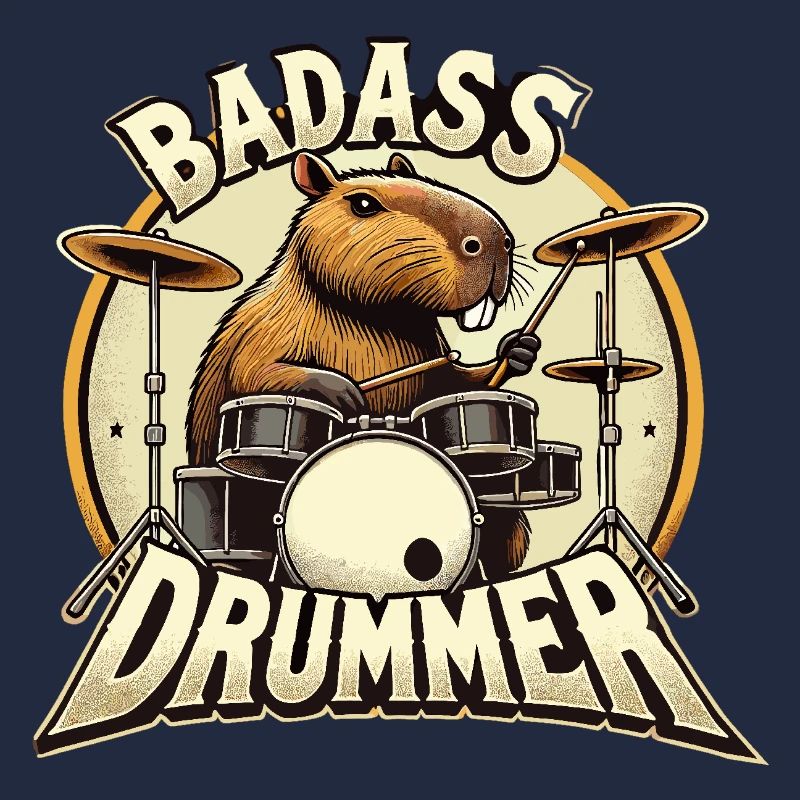 Badass Drummer Capybara cool gift
