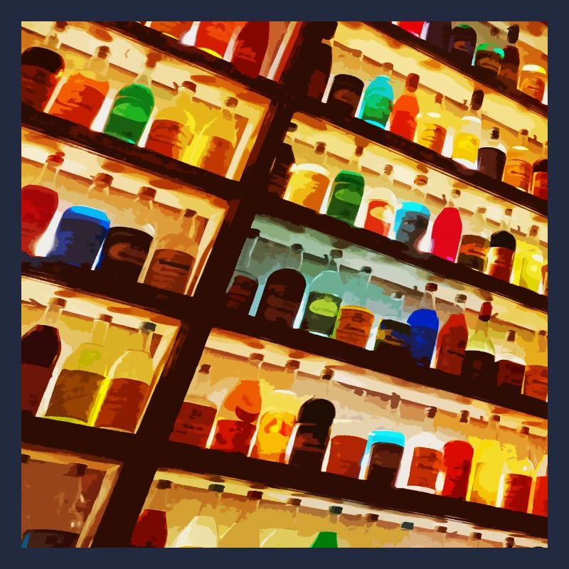 Bright colored bottles