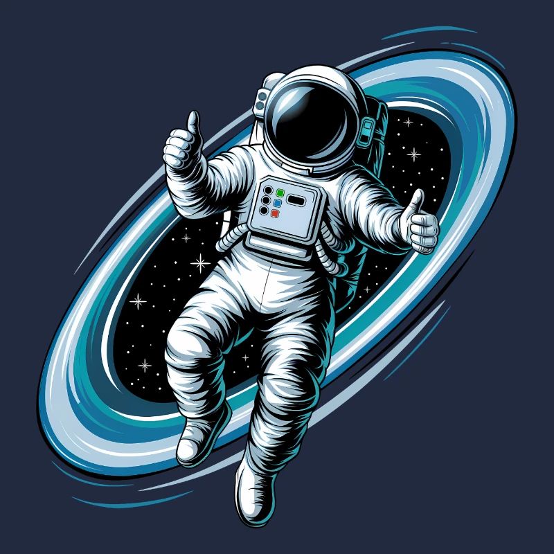 Un astronaute cool dans l’espace avec le pouce levé