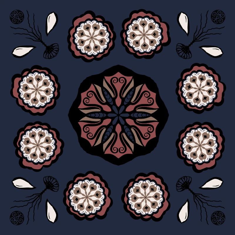 Dunkles Blütenmandala Muster