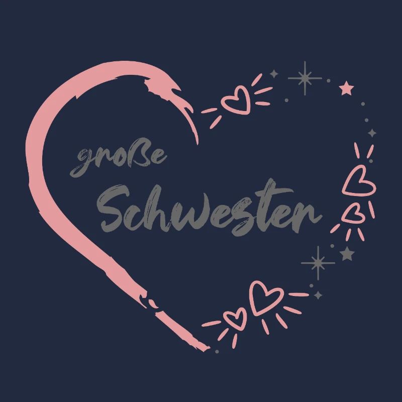 große Schwester rosa grau Herz