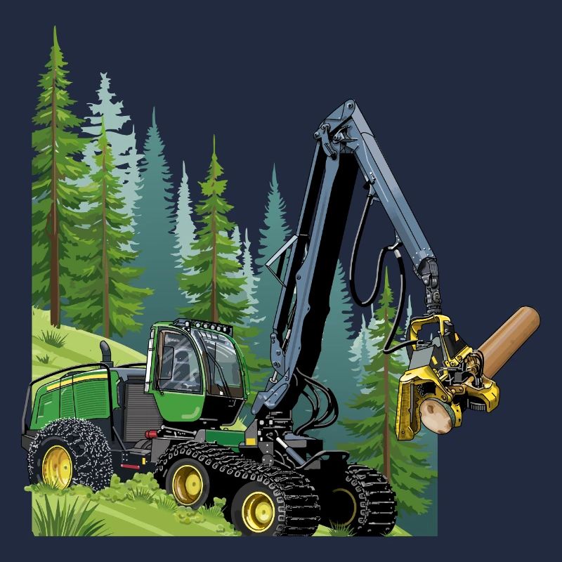 Récolteuse, moissonneuse en forêt