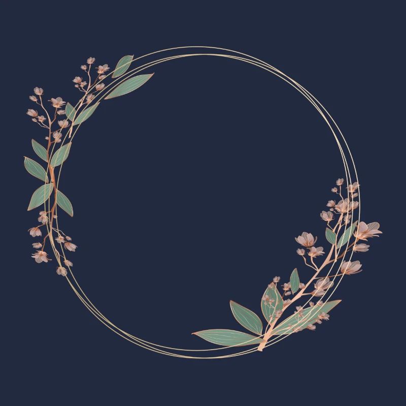 Delicate flower frame in pink and green