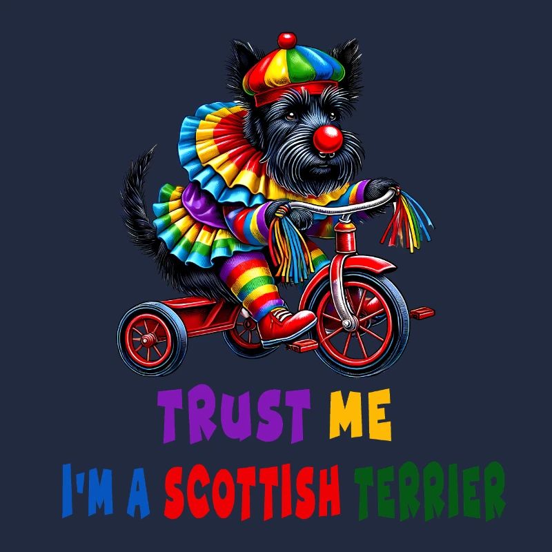 Clown Terrier auf Dreirad