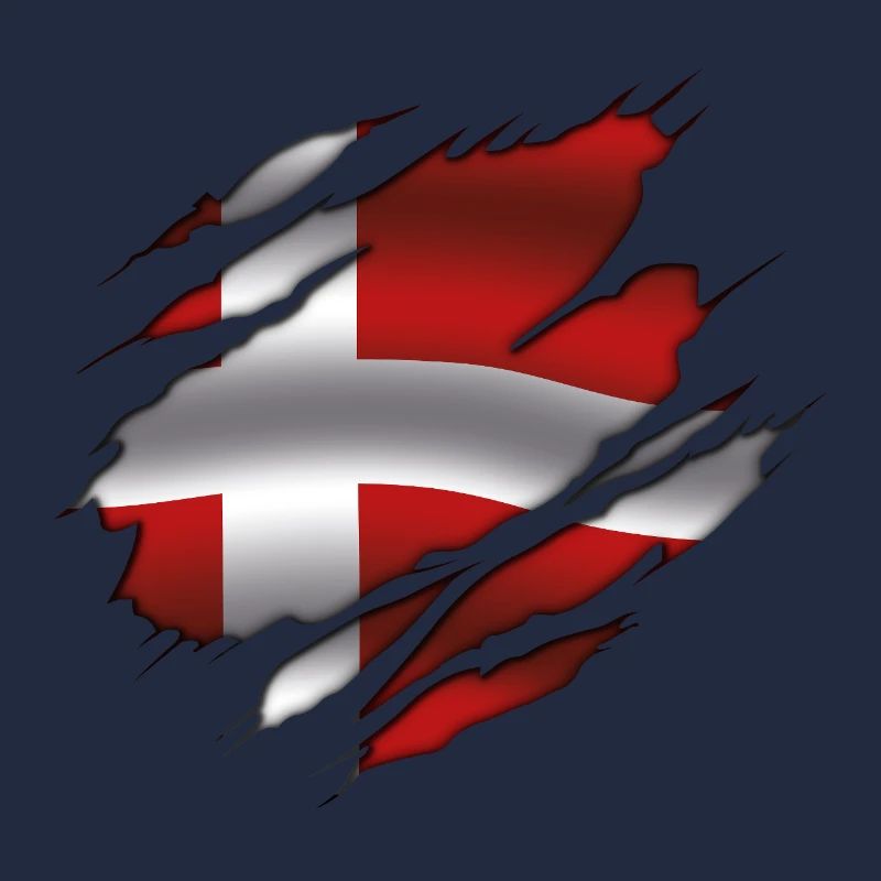 Drapeau du Danemark - Danemark - Drapeau déchiré