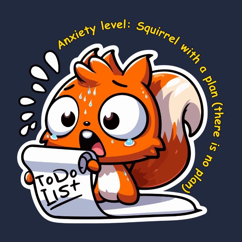 Anxious Squirrel with To-Do List