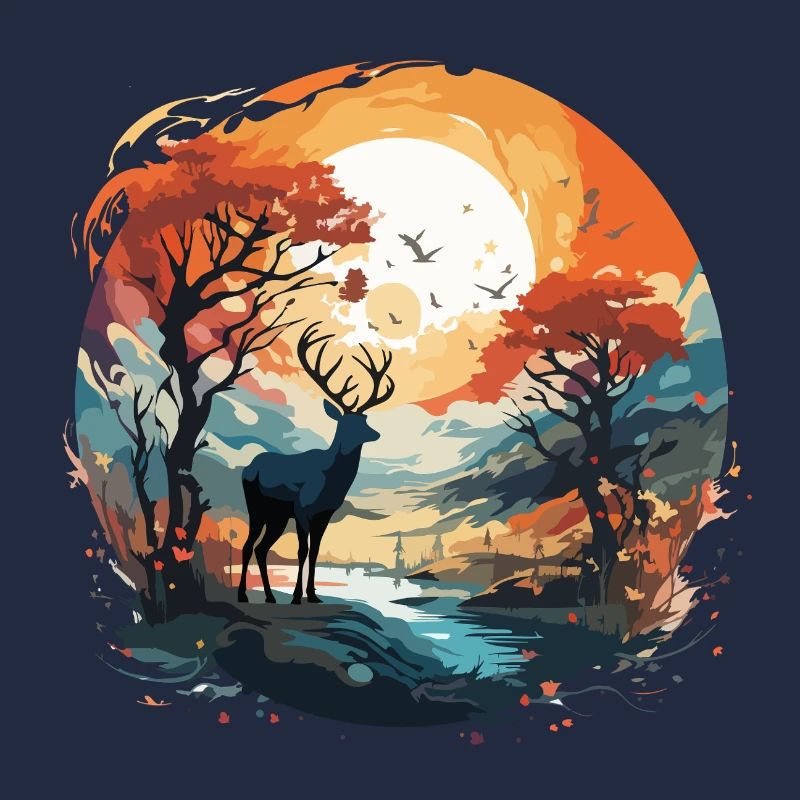 Hirsch im Herbstkreis
