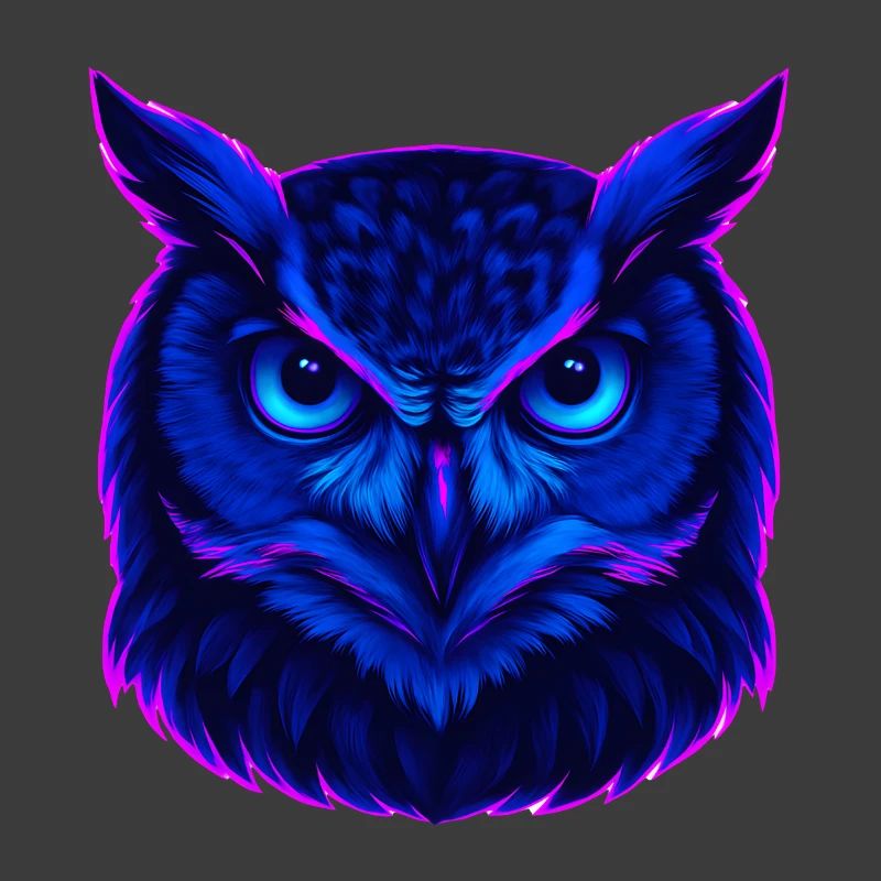 Neonblaue Eule mit intensivem Blick