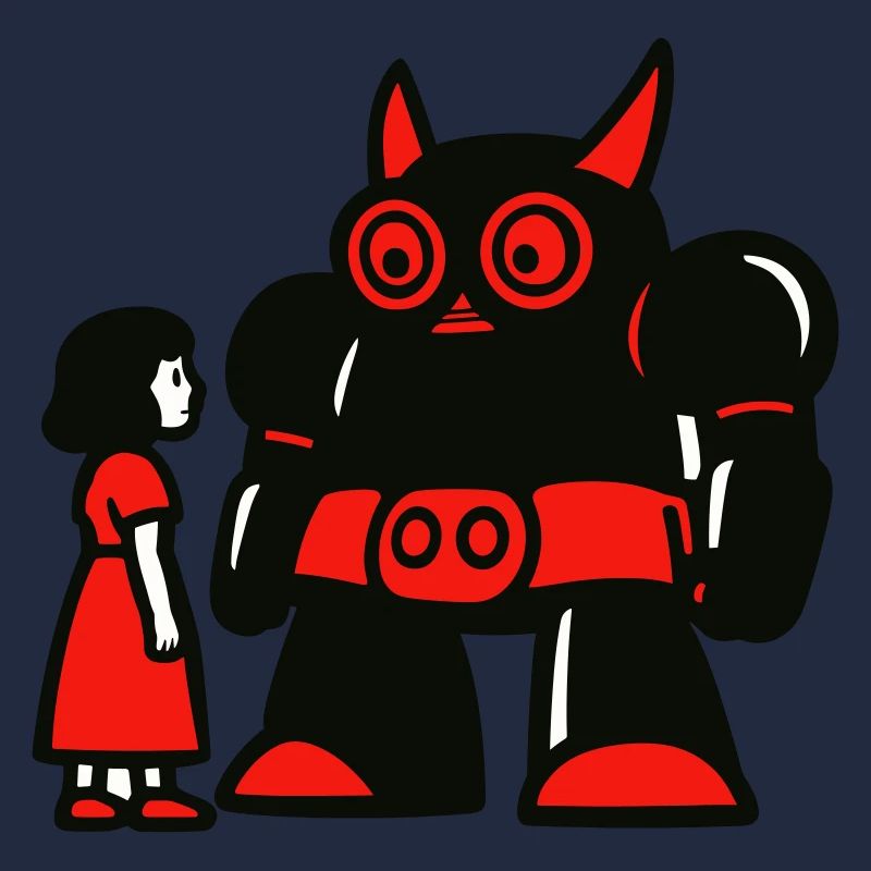 Mädchen und Roboter