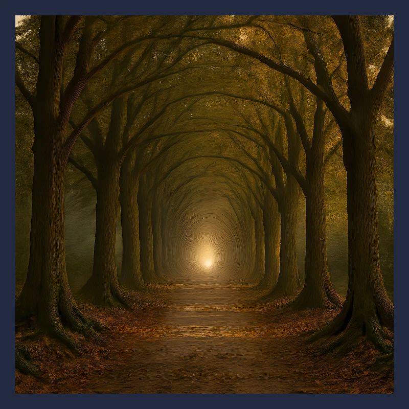 Mystical tree path in the autumn light