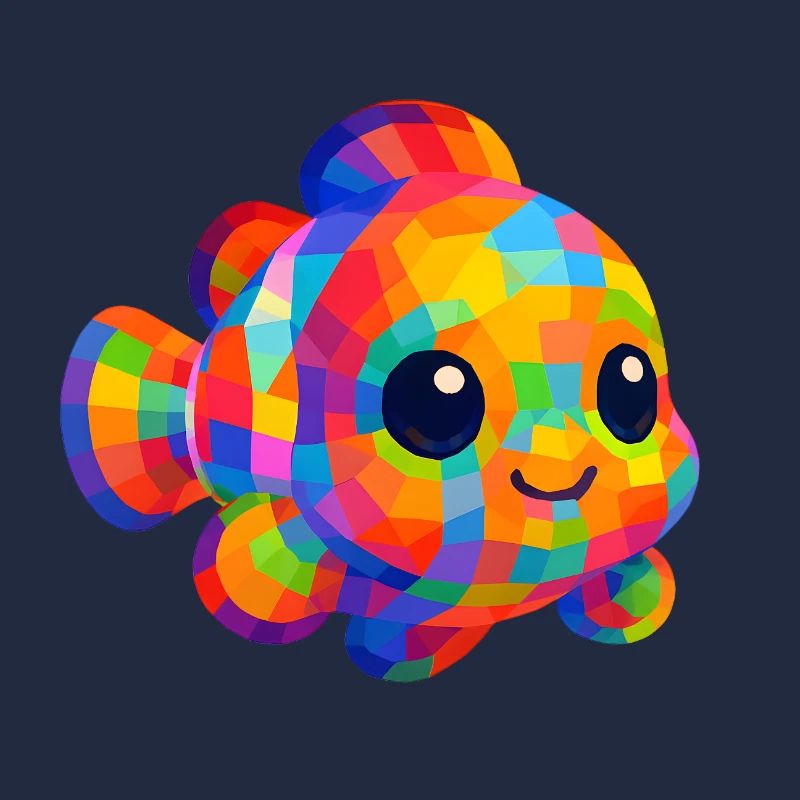 WPAP Polygon Style Animals Kawaii Baby Clownfish