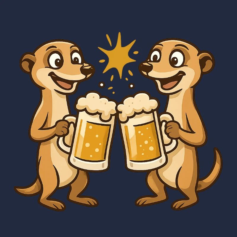 Fröhliche Ottern mit Bier