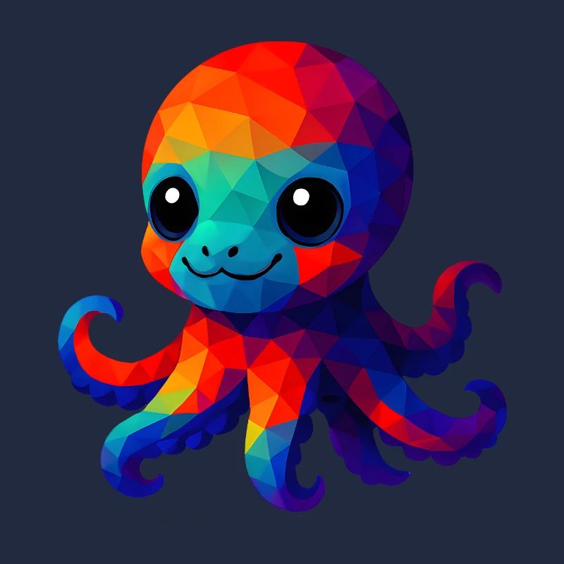 WPAP Polygon Kawaii Style Squid