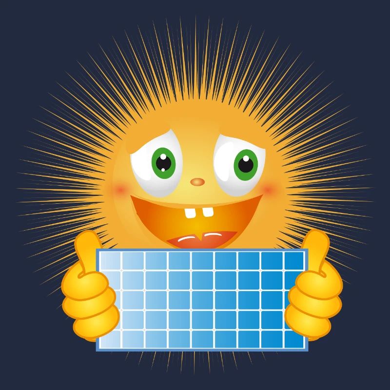 Bright sun with solar panel