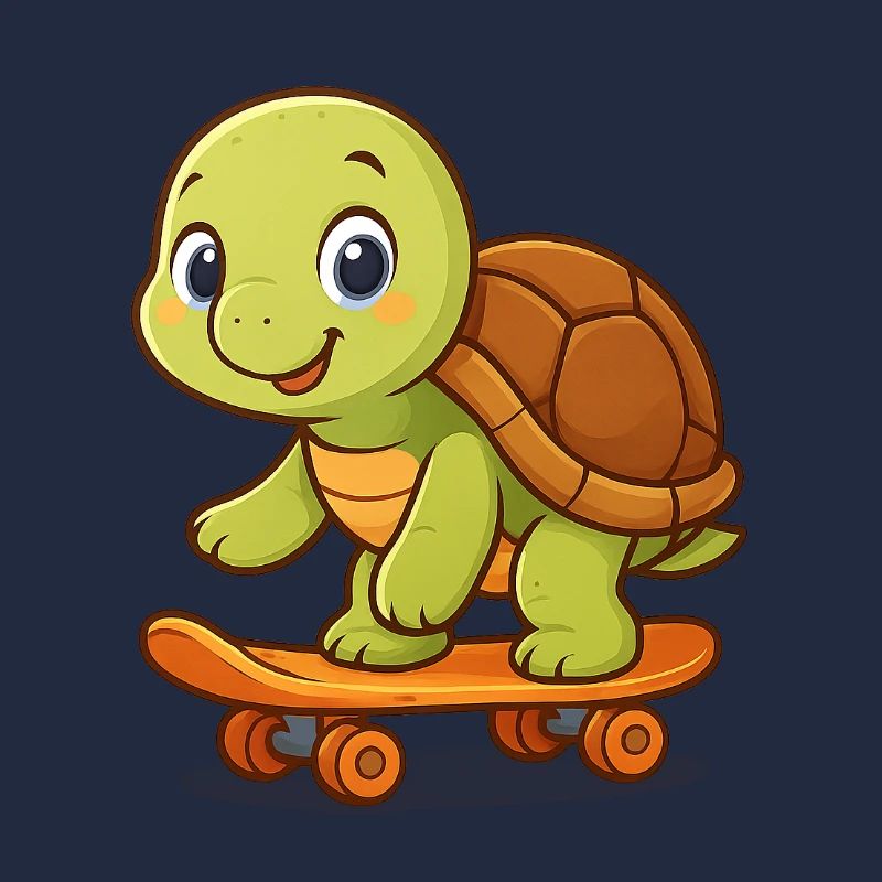 Niedliche Schildkröte auf Skateboard