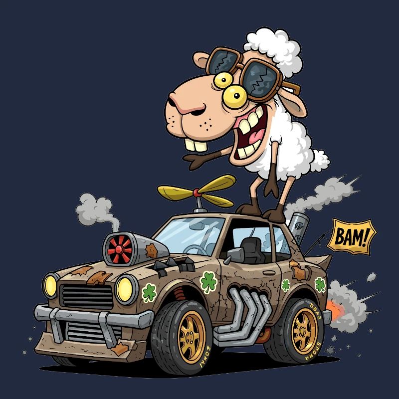 Whimsical Sheep Roaring 