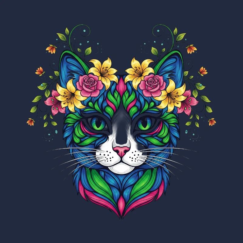 Katze mit Blumen