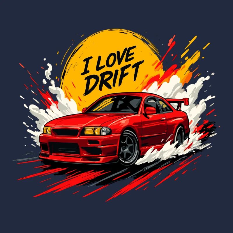 Red Drift Car Splash Artwork