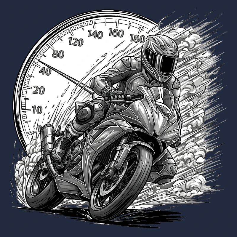 Biker, der von Geschwindigkeit angetrieben wird