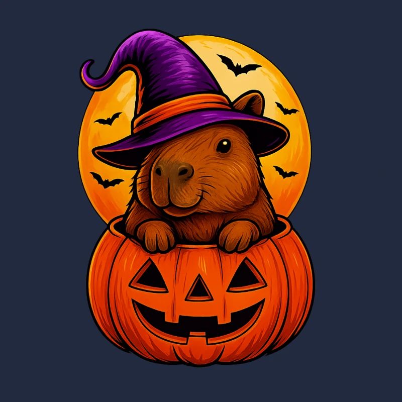 Capybara mignon dans la citrouille d’Halloween