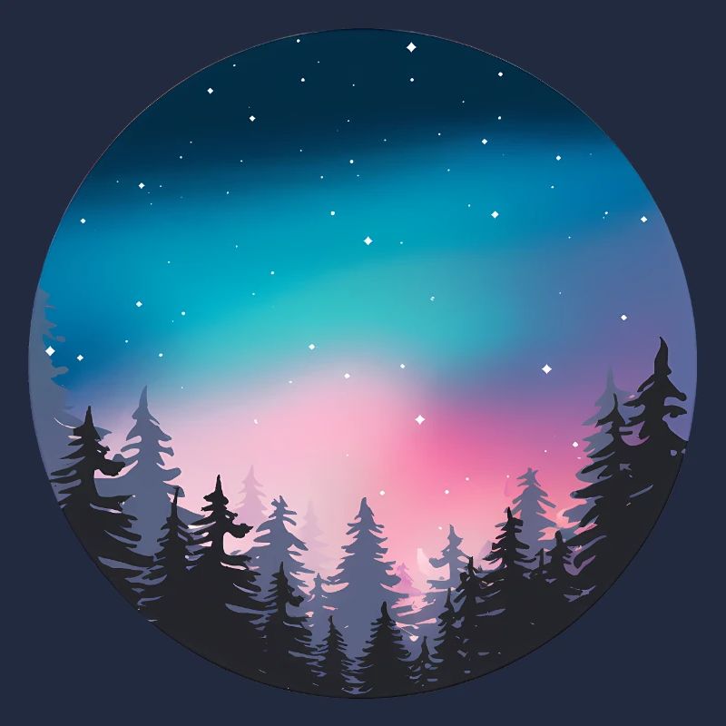 Nachthimmel, Aurora, Waldlandschaft