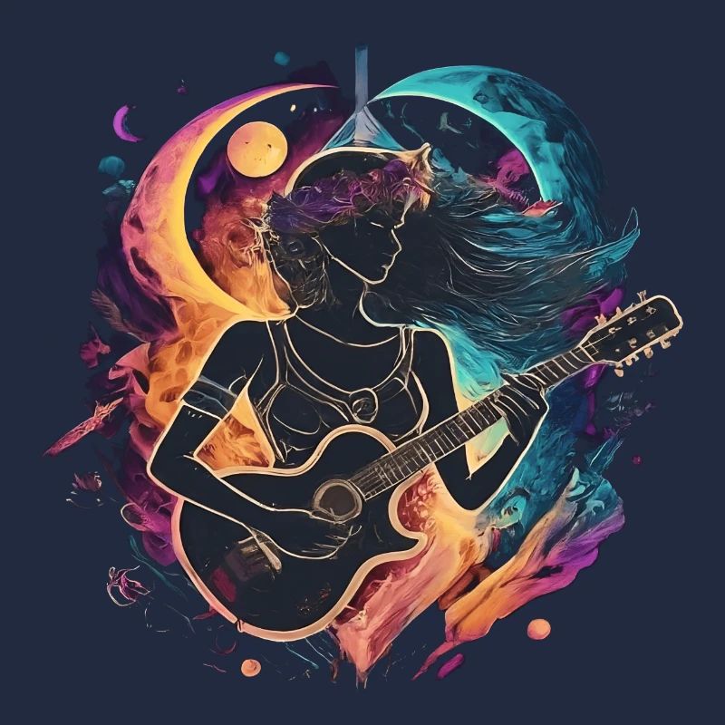 Illustration d’art de guitariste céleste