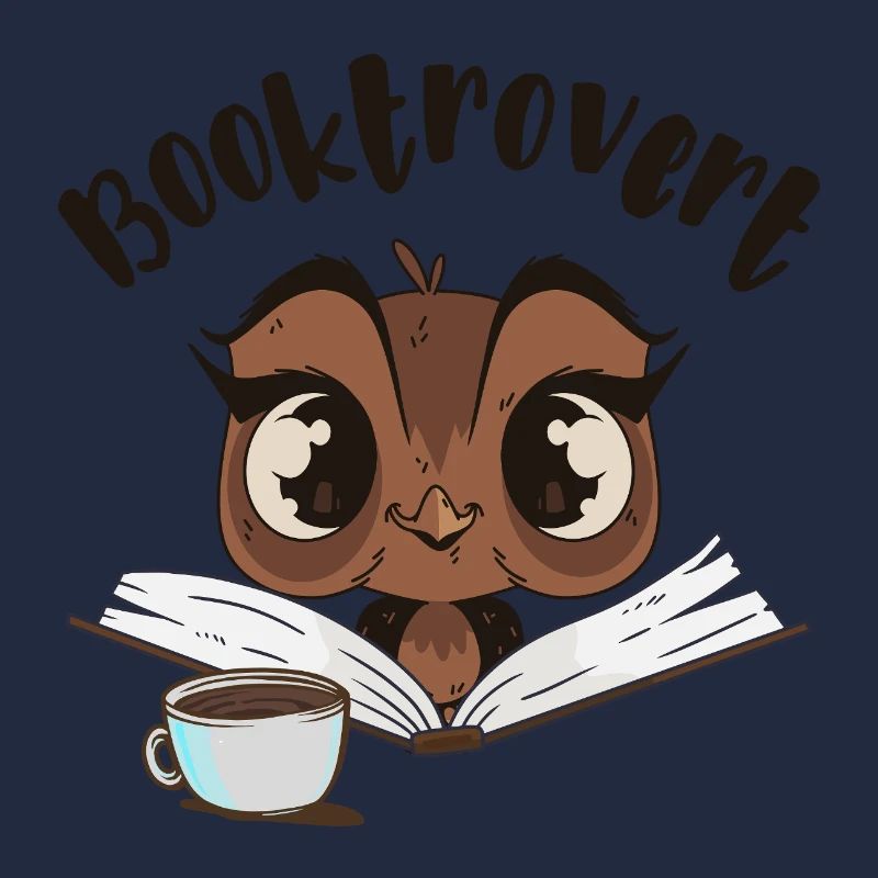 Booktrovert Owl with Book and Coffee