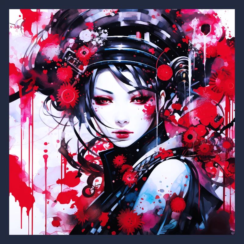 Red Splashed Futuristic Portrait