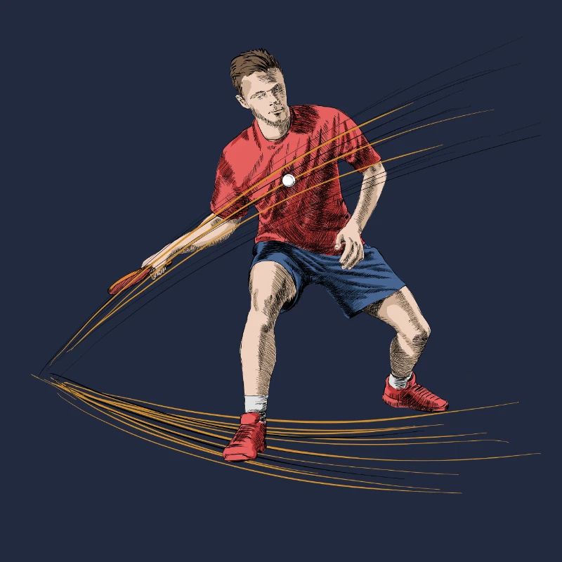 Dynamic table tennis player with energy effects