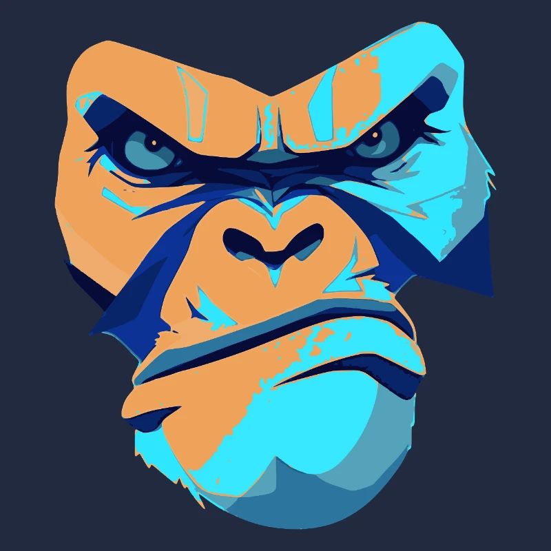 Imprimé imprété Gorille Bleu Devant