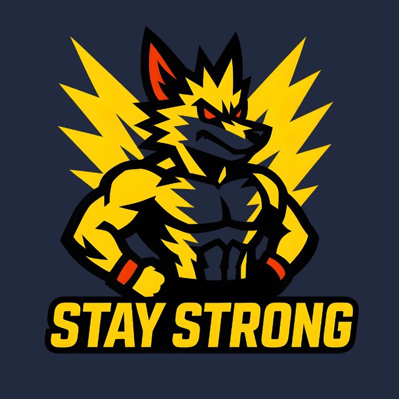 Kraftvoller Wolf mit Blitzmotiven